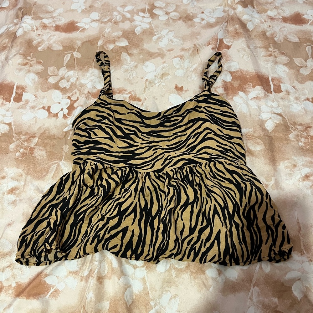 Hollister Black and Tan Zebra Print Camisole